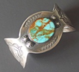 NAVAJO STERLING & TURQUOISE CUFF BRACELET