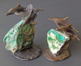 PAIR OF DOLPHIN BRONZE SCULPTURES