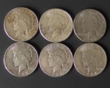 SIX (6) SILVER PEACE DOLLAR COINS