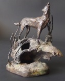 BRONZE SCULPTURE 'WOLF ROCK'