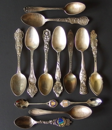 ANTIQUE STERLING SOUVENIR SPOONS