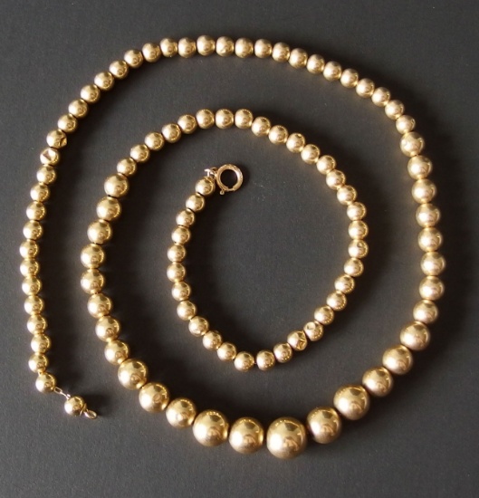 14KT GOLD BEADED NECKLACE