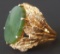 14KT GOLD & SPINACH JADE RING