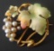 14KT GOLD ENAMEL & PEARL PIN