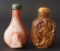 PAIR CHINESE CARVED AGATE SNUFF BOTTLES