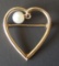 14KT GOLD & PEARL HEART PIN