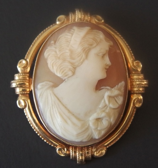 14KT GOLD ART NOUVEAU CAMEO