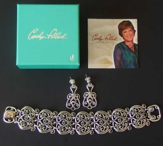 CAROLYN POLLACK STERLING BRACELET EARRING SET