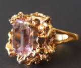 14KT GOLD & KUNZITE RING