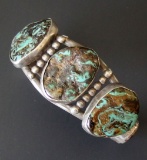 NAVAJO STERLING & TURQUOISE CUFF BRACELET