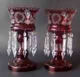 PAIR OF BOHEMIAN GLASS LUSTERS