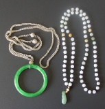 CHINESE JADE & SILVER NECKLACES (2)