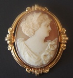 14KT GOLD ART NOUVEAU CAMEO