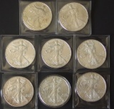 AMERICAN SILVER EAGLE COINS (8)