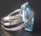 14KT GOLD DIAMOND & BLUE TOPAZ RING