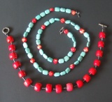 VINTAGE CORAL & TURQUOISE NECKLACES (2)
