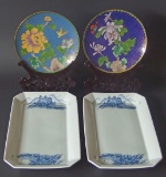 CHINESE CLOISONNE & PORCELAIN PLATES & DISHES