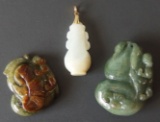 3 CHINESE CARVED JADE PENDANTS