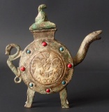 CHINESE ARCHAIC BRONZE / JADE VESSEL EWER