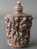 CHINESE CARVED BURLWOOD SNUFF BOTTLE