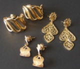 3 PAIRS OF VINTAGE 14KT GOLD EARRINGS