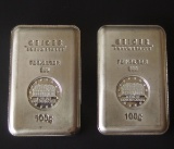 2 GEIGER 100 GRAM 0.999 SILVER BARS