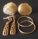 3 PAIRS OF 14KT GOLD EARRINGS