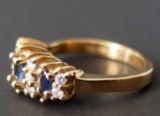 VINTAGE 14KT GOLD DIAMOND & SAPPHIRE RING