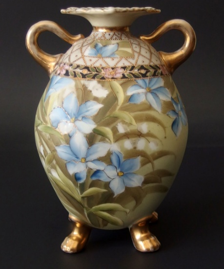 NIPPON HANDPAINTED FOOTED VASE