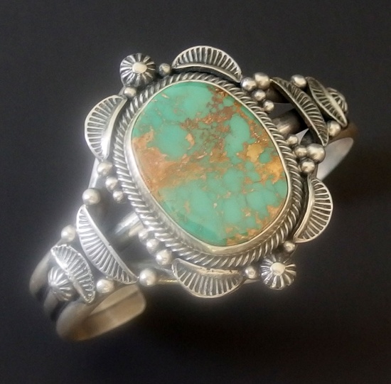 NAVAJO STERLING & TURQUOISE CUFF BRACELET
