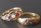 2 ANTIQUE ENGLISH 9KT GOLD RINGS