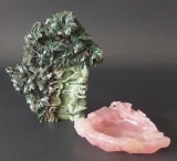 CHINESE ROSE QUARTZ & NEPHRITE OBJECTS