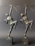 PAIR OF DIANA THE ARCHER' BRONZE SCULPTURES