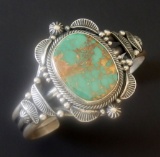 NAVAJO STERLING & TURQUOISE CUFF BRACELET