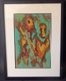 LEONARD KAZOR ABSTRACT MODERNIST WATERCOLOR