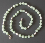 CHINESE JADE & PEARL BEADED NECKLACE