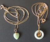 14KT GOLD CHINESE PENDANT NECKLACES (2)