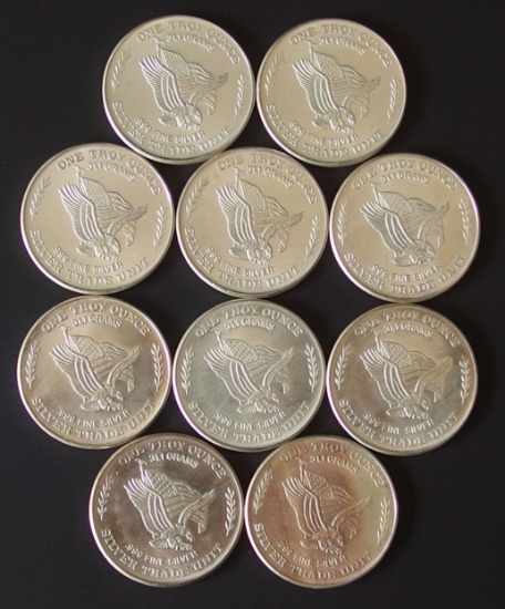 10-1 TROY OZ. 1981 U.S. ASSAY OFFICE SILVER ROUNDS