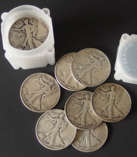 20 WALKING LIBERTY SILVER HALF DOLLAR COINS