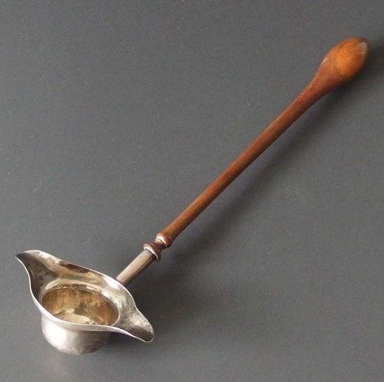 ANTIQUE GEORGE II SILVER PUNCH LADLE