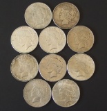 10 SILVER PEACE DOLLAR COINS