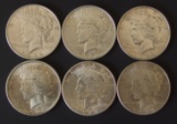 HIGH GRADE SILVER PEACE DOLLAR COINS (6)