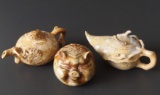 MOSS AGATE TEAPOTS & GOOD FORTUNE PIG
