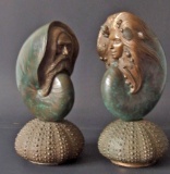 JAMES SIEBERT SEA GODS BRONZE SCULPTURES (2)