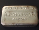 ENGELHARD 10 TROY OZ SILVER BAR POURED