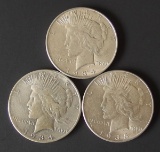 3 KEY DATE SILVER PEACE DOLLAR COINS