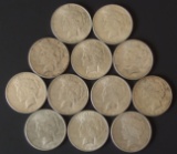 12 SILVER PEACE DOLLAR COINS