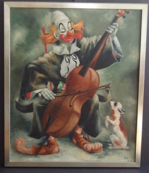 GARY HOFF 'CLOWN CONCERTO' OIL PAINTING