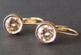 PAIR 14KT GOLD & YELLOW DIAMOND EARRINGS