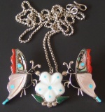 SIGNED ZUNI BUTTERFLY STERLING PENDANT